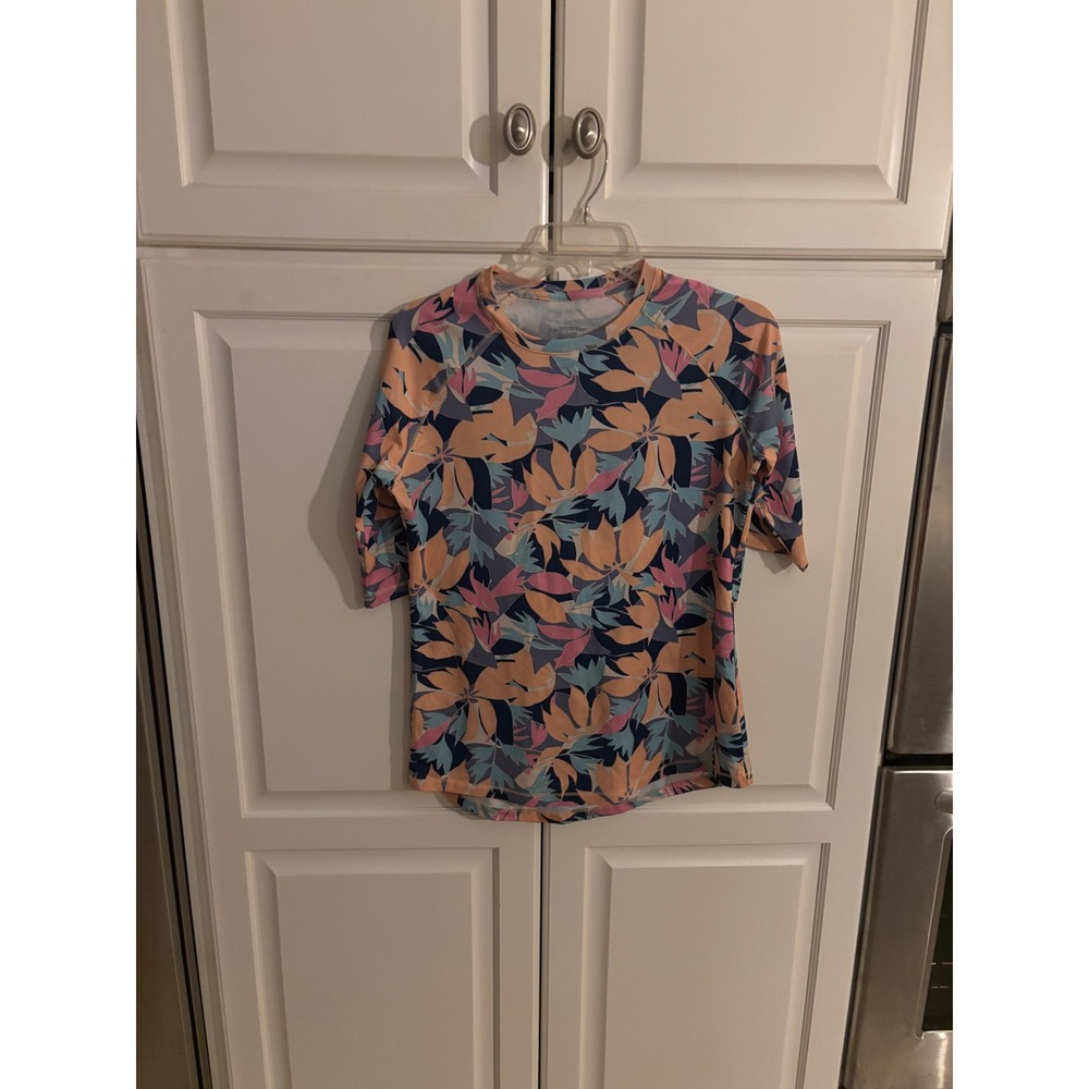 Reel Legends Reel-Tec Womens Small Tropical Floral Performance Shirt Short Sleev